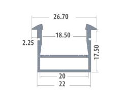 DURALAMP LED Profil Universal PRIN-U | Profil 2m | inkl. Abdeckung | 22x17.5mm |integrierter Kabelkanal Detailbild 4