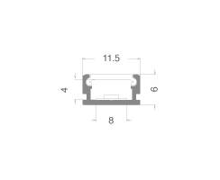 DURALAMP® LED Profil P01A | Aufbau | Schmal | 2m | 11.5x6mm | Aluminium | inkl. Abdeckung opal PMMA