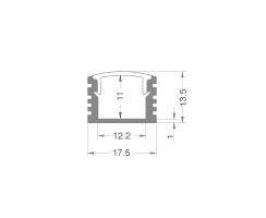 DURALAMP® LED Profil P02B | Aufbau | 3m | 13,5x17.5mm | Aluminium | inkl. Abdeckung opal PMMA