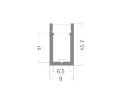 DURALAMP® LED Profil P03A | Aufbau | Schmal | 2m | 15.7x9mm | Aluminium | inkl. Abdeckung opal PMMA