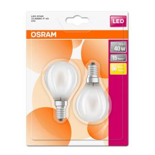 Osram LED Star Classic P Glas 4-40W/827 E14 matt 320° 470lm warmweiß nicht dimmbar 2er Blister