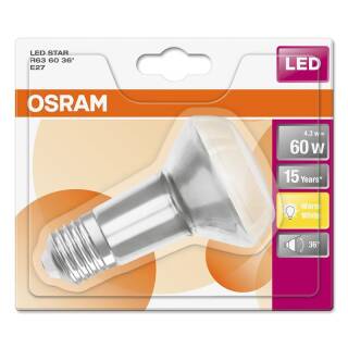 Osram LED Star R63 4,3-60W/827 E27 matt 36° 345lm warmweiß nicht dimmbar Blister