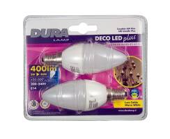 DURALAMP KERZE LED PLUS - Blister 2 pcs - 5W/3000K E14...