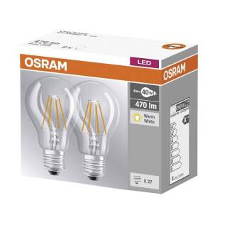 Osram LED BASE FILAMENT CLA40 4W/827 470lm E27 klar warmweiß 2er Pack