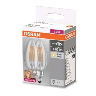 Osram LED BASE FILAMENT CLB40 4W/827 470lm E14 klar warmweiß 2er Pack